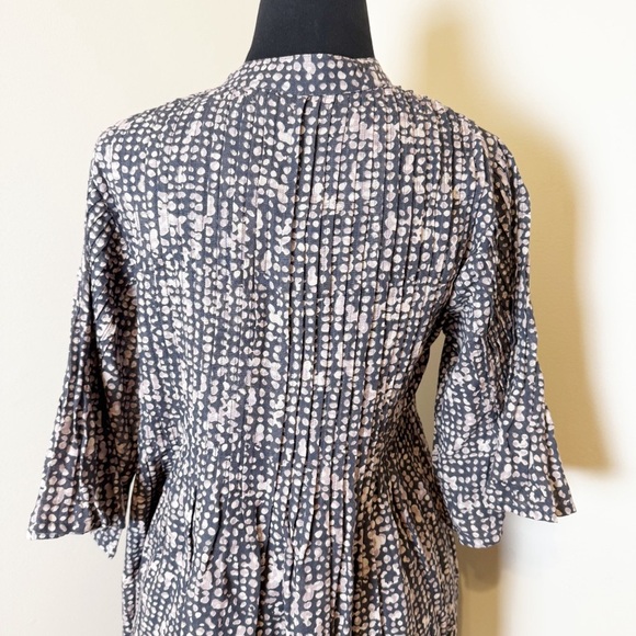 Dolma Womens Medium Dress Smock Mini Bell Sleeve Pleated Cotton Linen Boho M - Picture 6 of 9